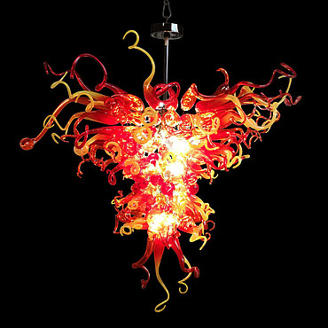  Mallory Custom Lighting ART GLASS CHANDELIER PHEONIX RED PS1049997