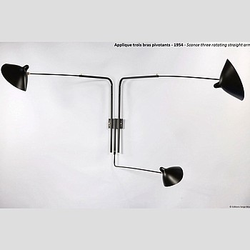 3 ROTATING STRAIGHT ARMS WALL LAMP Serge Mouille