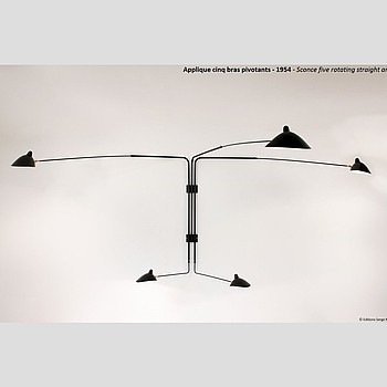 FIVE STRAIGHT ROTATING ARMS WALL LAMP Serge Mouille