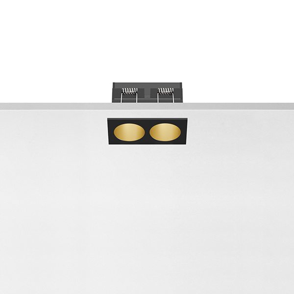 Светильник Flos Light Shadow Fixed Trim 2 Spots Optic Medium Black / Matt Gold 03.9113.14 PS1029627-58840