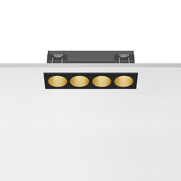 Светильник Flos Light Shadow Fixed Trim 4 Spots Optic Flood Black / Matt Gold 03.9128.14 PS1029627-58882