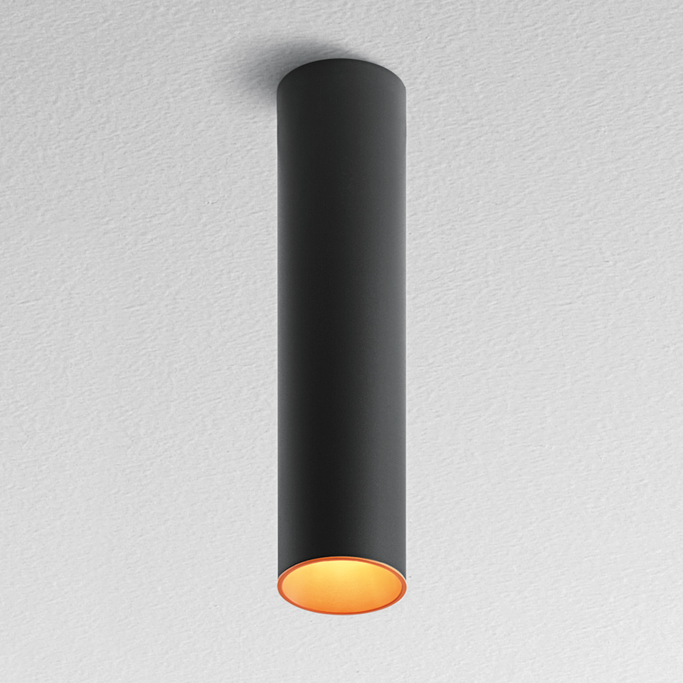  Artemide Tagora Ceiling 80 - Led 44 3000K - Black/Orange - Dimmable Dali AB08257 PS1037509-95331