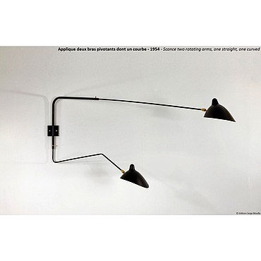  Serge Mouille 2 ROTATING ARMS: TWO STRAIGHT AND CURVED ARM WALL LAMP AP2B1C PS1040649