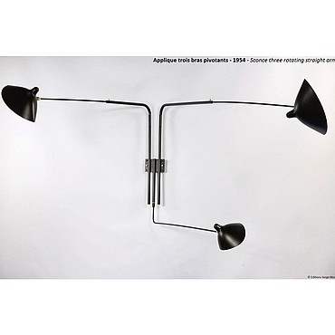  Serge Mouille 3 ROTATING STRAIGHT ARMS WALL LAMP AP3B PS1040650