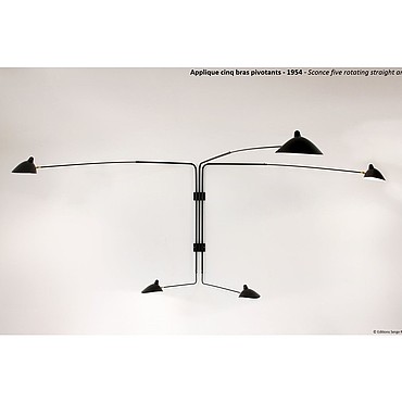  Serge Mouille FIVE STRAIGHT ROTATING ARMS WALL LAMP AP5B PS1040652