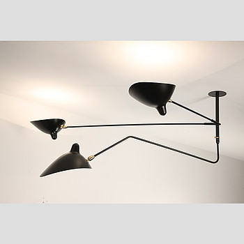 2 STILL & 1 CURVED ROTATING ARM CEILING LAMP Serge Mouille
