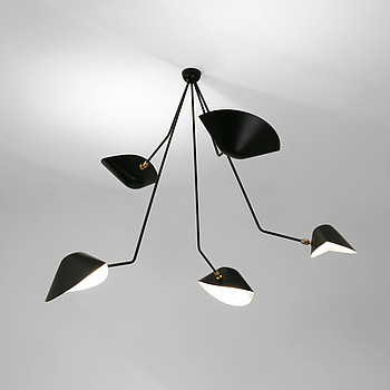 5 ANGLED ARMS  SPIDER CEILING LAMP Serge Mouille