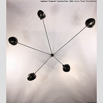 5 STILL ARMS SPIDER WALL LAMP Serge Mouille